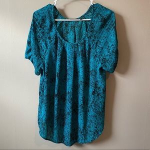 Apt.9 Teal/Black Short Sleeve Blouse Sz 0X